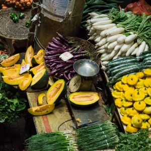 Buntes Gemüse auf dem Zentralmarkt Port Louis Mauritius