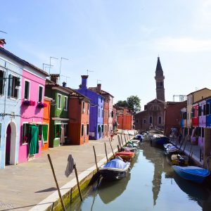 Canal with tower in Burano