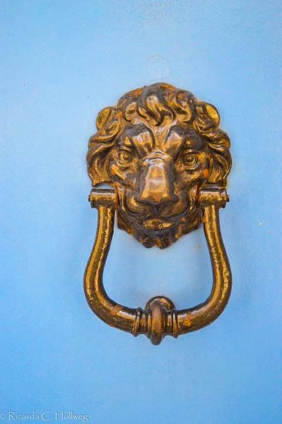 Golden lion doorknob in Valletta
