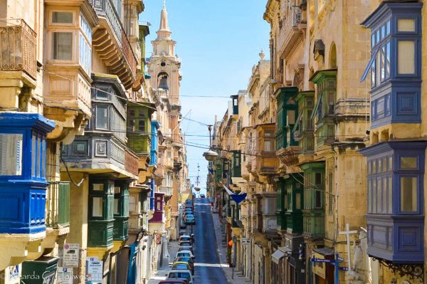 Oriel architecture in Valletta