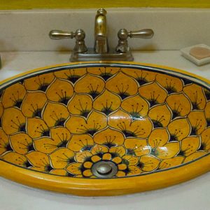 Yellow sink in a hotel in Mérida Mexico