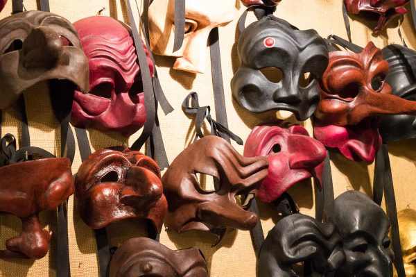 Theater masks at Mistero Buffo in Venice