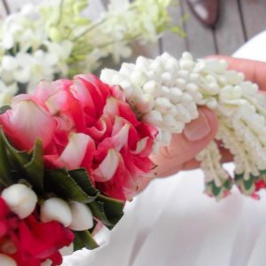 Flower chain at the wedding in Thailand