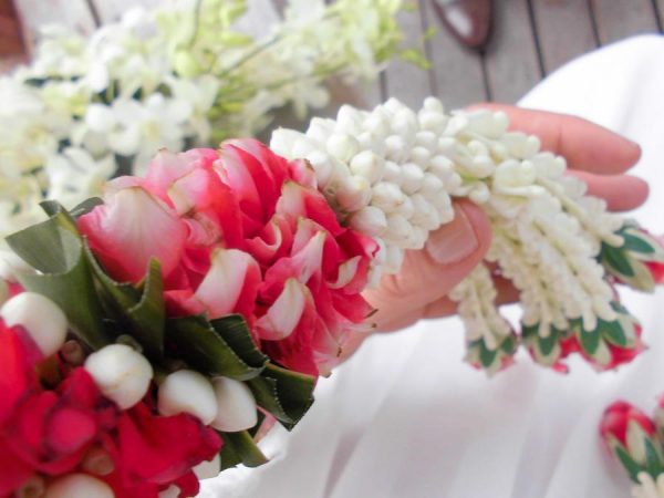Flower chain at the wedding in Thailand