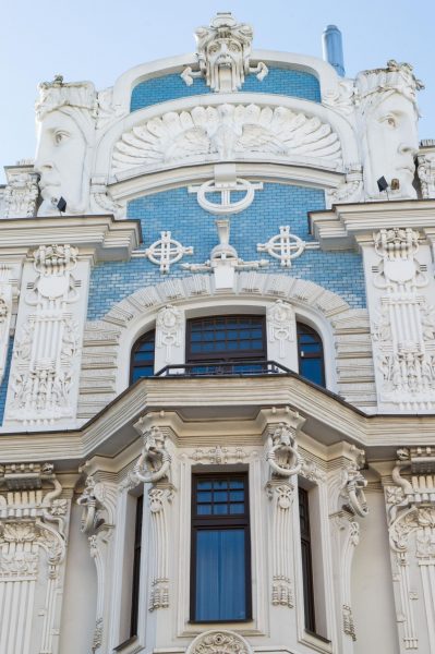 Rich decorated Art Nouveau facade in Riga
