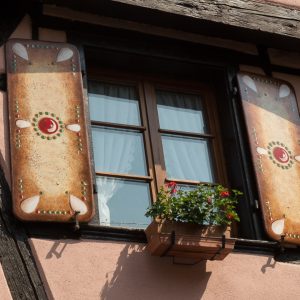 Gingerbred window shutters in Riquewihr