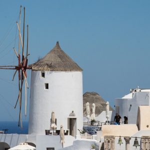 Windmill in Oia Santorini