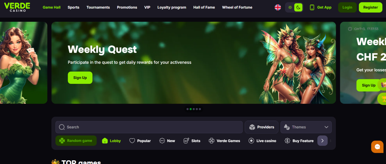 Verde Casino mit Live Tischen und abgestuftem Treueprogramm